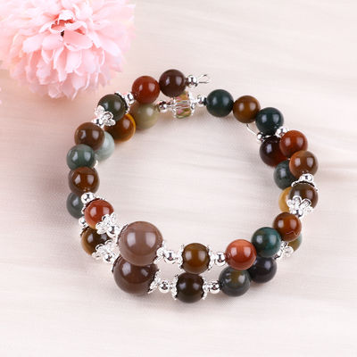 Bracelet en pierre précieuse à perles en agate naturel de l'Inde Bracelet de pierre de l'agate réglable Bracelet de charmes pour les fêtes