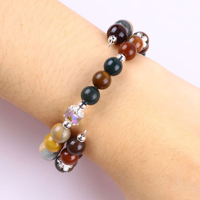 Bracelet en pierre précieuse à perles en agate naturel de l'Inde Bracelet de pierre de l'agate réglable Bracelet de charmes pour les fêtes