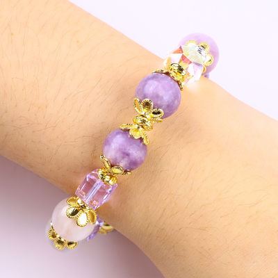 Bracelet à perles en pierre précieuse fait à la main, violet naturel, bracelet en pierre Mica, bracelet à charme réglable, bracelet pour les fêtes.
