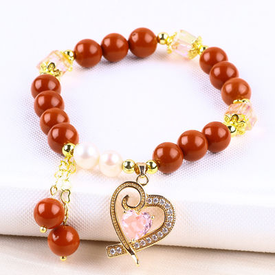 Naturel Véritable 8MM Javasse rouge eau douce Perle rose Charme de cœur Lisse perle ronde Pour les amis cadeau