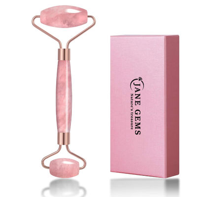 Roller en jade de quartz rose de pierre de cristal pour le traitement du visage / éliminer l'œdème