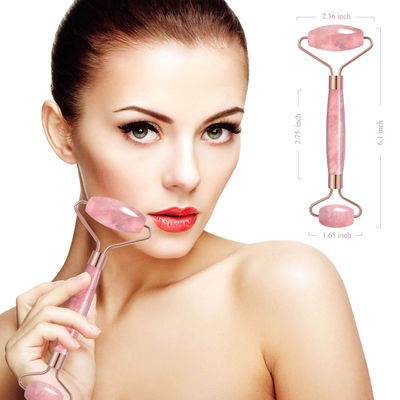 Roller en jade de quartz rose de pierre de cristal pour le traitement du visage / éliminer l'œdème
