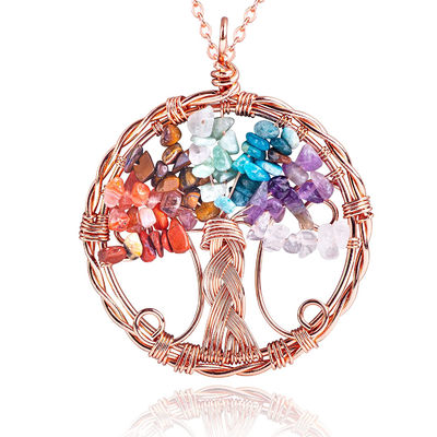 Unisexe Chakra Bracelet de pierre précieuse Chakra Arbre Pendentif Acceptez Logo personnalisé