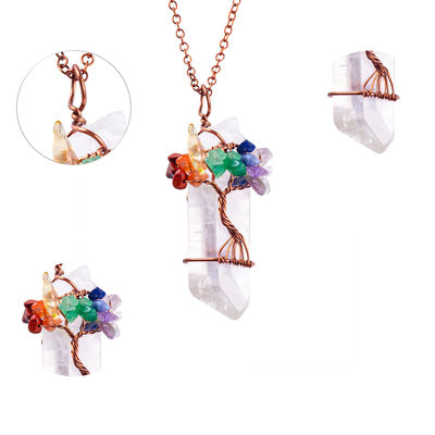 Collier de quartz de roche argentée, fait à la main