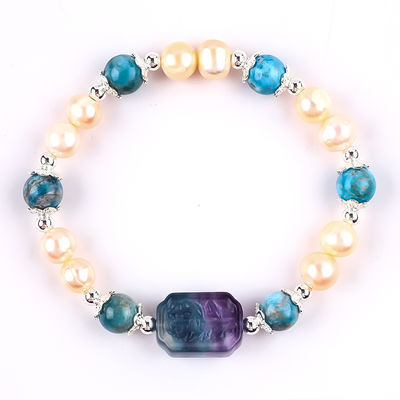Brasserie en pierre bleue de perle d'apatite rose de perle d'eau douce OEM ODM