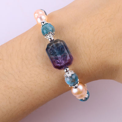 Brasserie en pierre bleue de perle d'apatite rose de perle d'eau douce OEM ODM