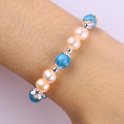 Brasserie en pierre bleue de perle d'apatite rose de perle d'eau douce OEM ODM