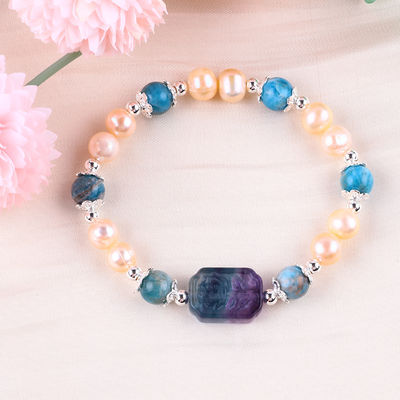 Brasserie en pierre bleue de perle d'apatite rose de perle d'eau douce OEM ODM