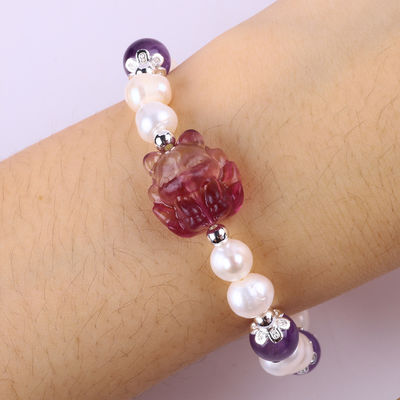 8 mm de perles Améthyste cristallin blanc de l' eau douce perle bracelet