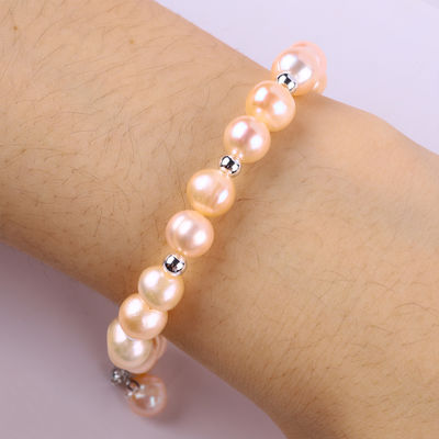 Bracelet rose 7 mm avec coquille blanche Accepter la personnalisation
