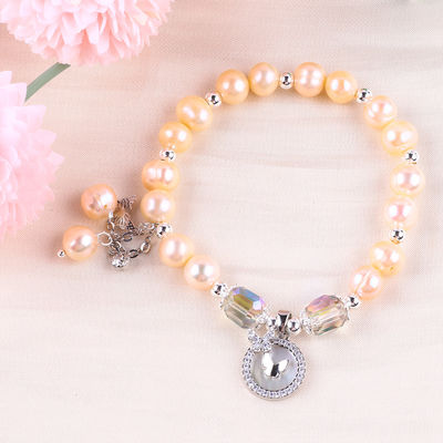 Bracelet rose 7 mm avec coquille blanche Accepter la personnalisation