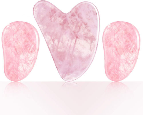 Le cristal rose lissé poli Quartz Gua Sha Jade face de pierre pour l' anti-âge
