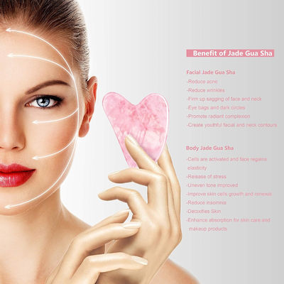 Le cristal rose lissé poli Quartz Gua Sha Jade face de pierre pour l' anti-âge