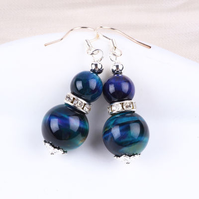 Boucles d'oreilles en pierre de cristal faites à la main Oeil de tigre arc-en-ciel Boucles d'oreilles en pendentif en pierre précieuse