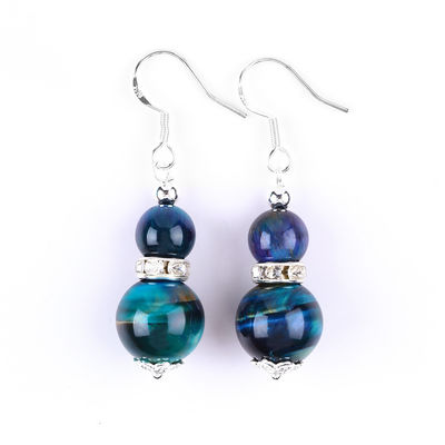 Boucles d'oreilles en pierre de cristal faites à la main Oeil de tigre arc-en-ciel Boucles d'oreilles en pendentif en pierre précieuse