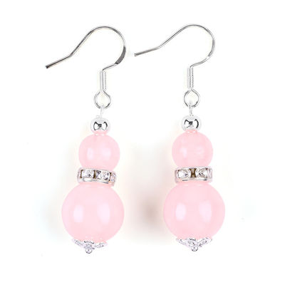 Boucles d'oreilles en pierre de cristal faites à la main Boucles d'oreilles en pierre précieuse en rose en quartz en perles