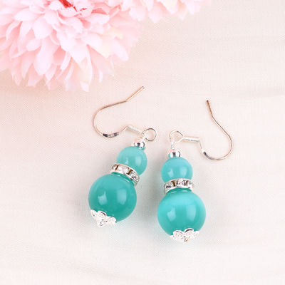 Boucles d'oreilles en pierre de cristal faites à la main Oeil de chat vert Boucles d'oreilles en pendentif en perles en pierre précieuse