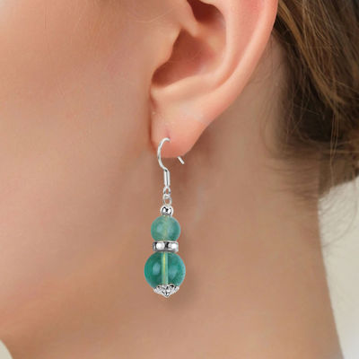 Boucles d'oreilles en pierre de cristal faites à la main Boucles d'oreilles en perles en pierre précieuse en fluorite vert