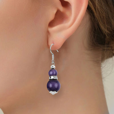 Boucles d'oreilles en pierre de cristal faites à la main Boucles d'oreilles en pierre précieuse en perles en pendentif