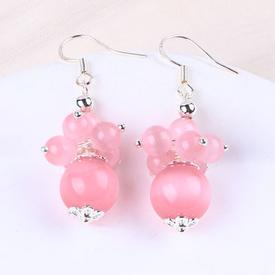 Boucles d'oreilles en pierre de cristal faites à la main Boucles d'oreilles en pierre précieuse en perles
