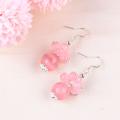 Boucles d'oreilles en pierre de cristal faites à la main Boucles d'oreilles en pierre précieuse en perles
