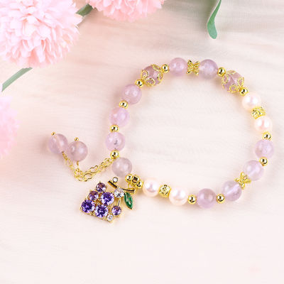 Bracelet à perles en pierre précieuse fait à la main Bracelet en pierre d'améthyste naturelle Bracelet à charmes réglables Bracelet pour les fêtes