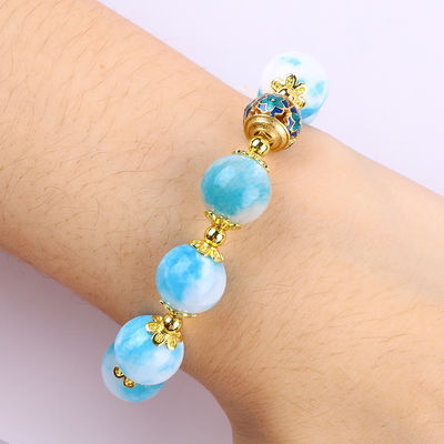 Bracelet à perles en pierre précieuse fait à la main Bracelet en pierre de jade persan naturel Bracelet à charmes réglables Bracelet pour les fêtes