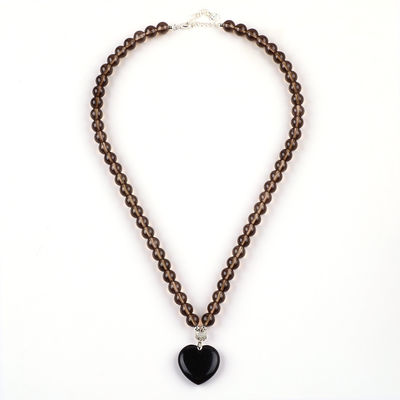Collier en pierre de cristal en obsidienne noire