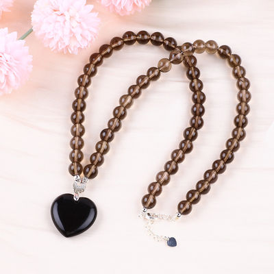 Collier en pierre de cristal en obsidienne noire