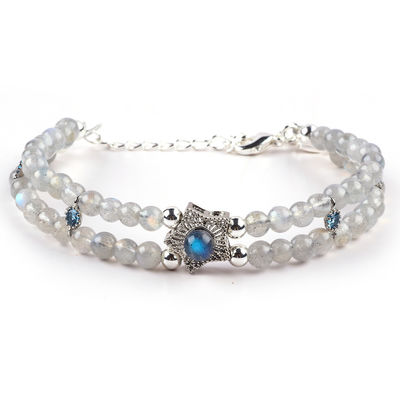 Bracelet à perles en pierre de lune fait à la main Bracelet à perles en pierre de lune naturelle Bracelet à charmes réglables Bracelet pour les fêtes