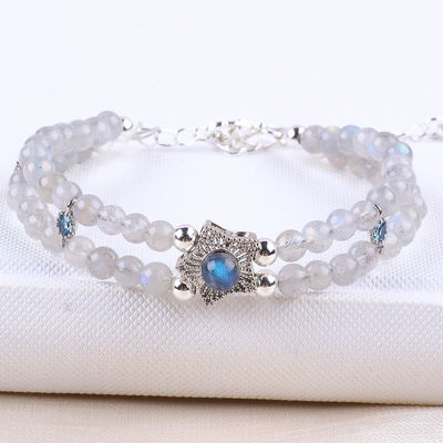 Bracelet à perles en pierre de lune fait à la main Bracelet à perles en pierre de lune naturelle Bracelet à charmes réglables Bracelet pour les fêtes