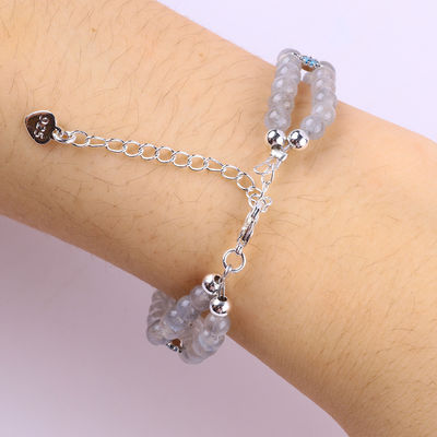 Bracelet à perles en pierre de lune fait à la main Bracelet à perles en pierre de lune naturelle Bracelet à charmes réglables Bracelet pour les fêtes