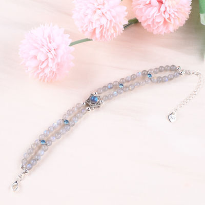 Bracelet à perles en pierre de lune fait à la main Bracelet à perles en pierre de lune naturelle Bracelet à charmes réglables Bracelet pour les fêtes