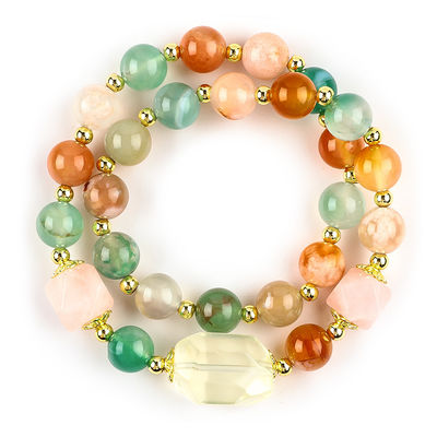 Bracelet à perles en pierre précieuse fait à la main Fleurs naturelles Agate Bracelet en pierre réglable Bracelet de charmes pour la fête tous les jours