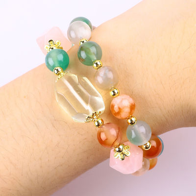 Bracelet à perles en pierre précieuse fait à la main Fleurs naturelles Agate Bracelet en pierre réglable Bracelet de charmes pour la fête tous les jours