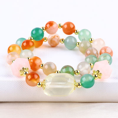 Bracelet à perles en pierre précieuse fait à la main Fleurs naturelles Agate Bracelet en pierre réglable Bracelet de charmes pour la fête tous les jours