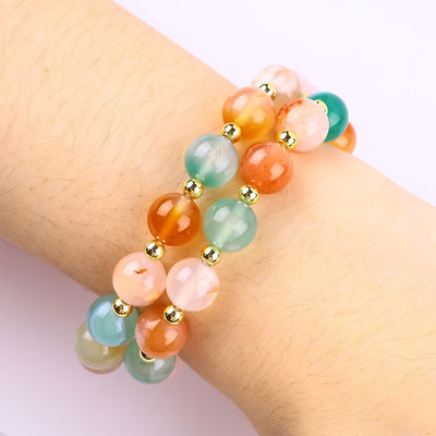 Bracelet à perles en pierre précieuse fait à la main Fleurs naturelles Agate Bracelet en pierre réglable Bracelet de charmes pour la fête tous les jours