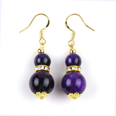 Pierre naturelle spirituelle violette oeil de tigre cristal forme ronde crochet à pendentif boucle d'oreille pour le port quotidien