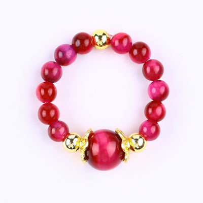 4 mm rose rouge tigre oeil cristal étirement rond perle anneau de pierre de guérison réglable pour unisexe