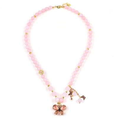 Charme papillon Rose Quartz Pierre Cristal Sweater Collier Guérison émotionnelle