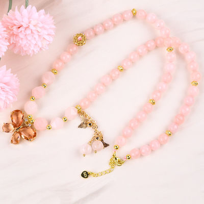 Charme papillon Rose Quartz Pierre Cristal Sweater Collier Guérison émotionnelle