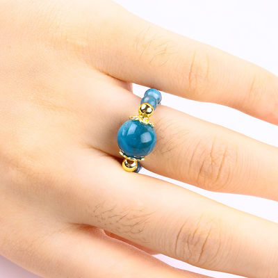 4MM Apatite Petite Perle Énergie de guérison Cristal Ronde Ringe de Perle d'étirement Pour le port quotidien Et la fête