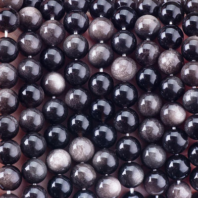 Perles de pierre précieuse en obsidienne d'argent de 8 mm Perles de pierre de cristal pour la fabrication de bijoux