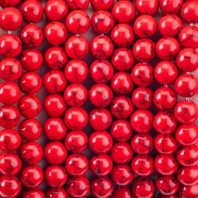 Perles de pierre précieuse rouge turquoise de 8 mm pour la fabrication de bijoux