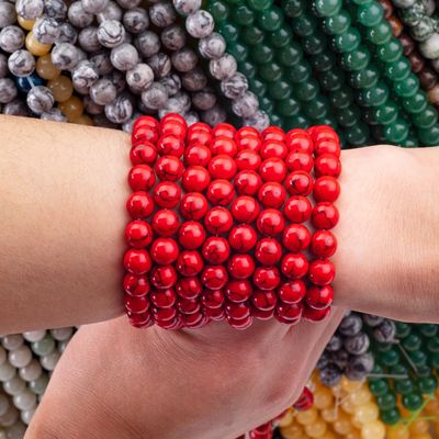 Perles de pierre précieuse rouge turquoise de 8 mm pour la fabrication de bijoux