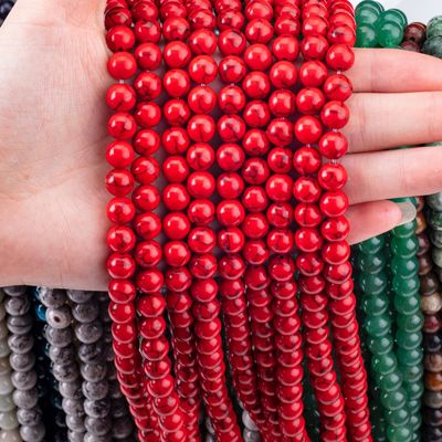 Perles de pierre précieuse rouge turquoise de 8 mm pour la fabrication de bijoux