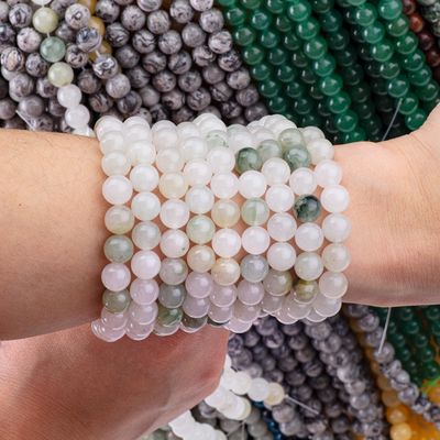 TianShan émeraude vert ronde perle pierre précieuse cristalline naturelle taille de perle différente fils de perle en vrac pour la fabrication de bijoux