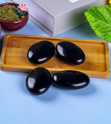 Obsidienne Noire Polissée Naturelle Pierre de Palme Obsidienne Noire Poche Anxiété Pierre précieuse Pour Réduire le Stress Décoration de la Maison