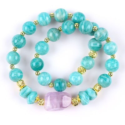 11MM 14MM Tianhe pierre Améthyste cristal pierre précieuse perles bracelets 2 couche