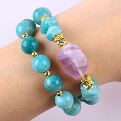 11MM 14MM Tianhe pierre Améthyste cristal pierre précieuse perles bracelets 2 couche